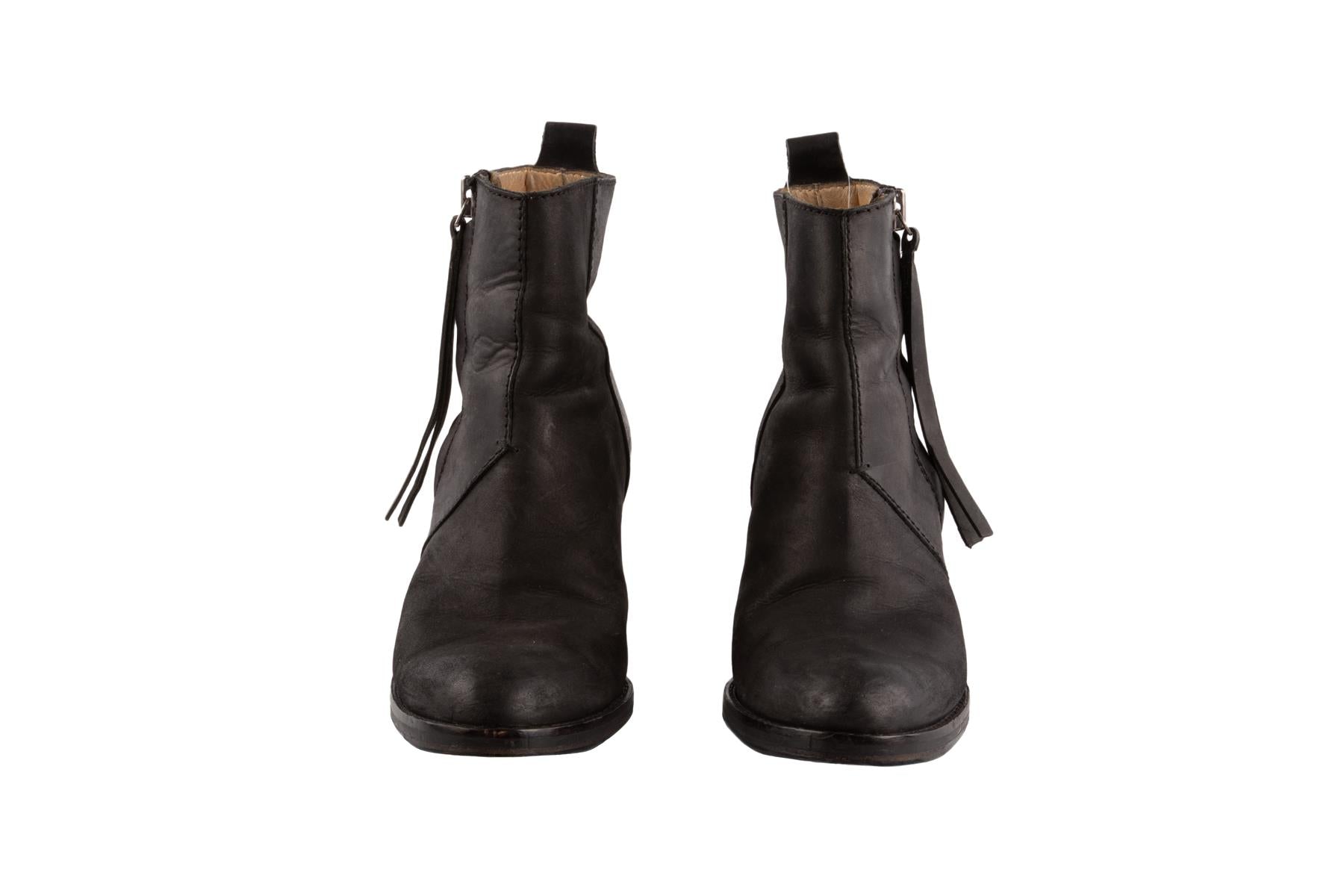 ACNE STUDIOS BLACK LEATHER ANKLE BOOTS EU 39