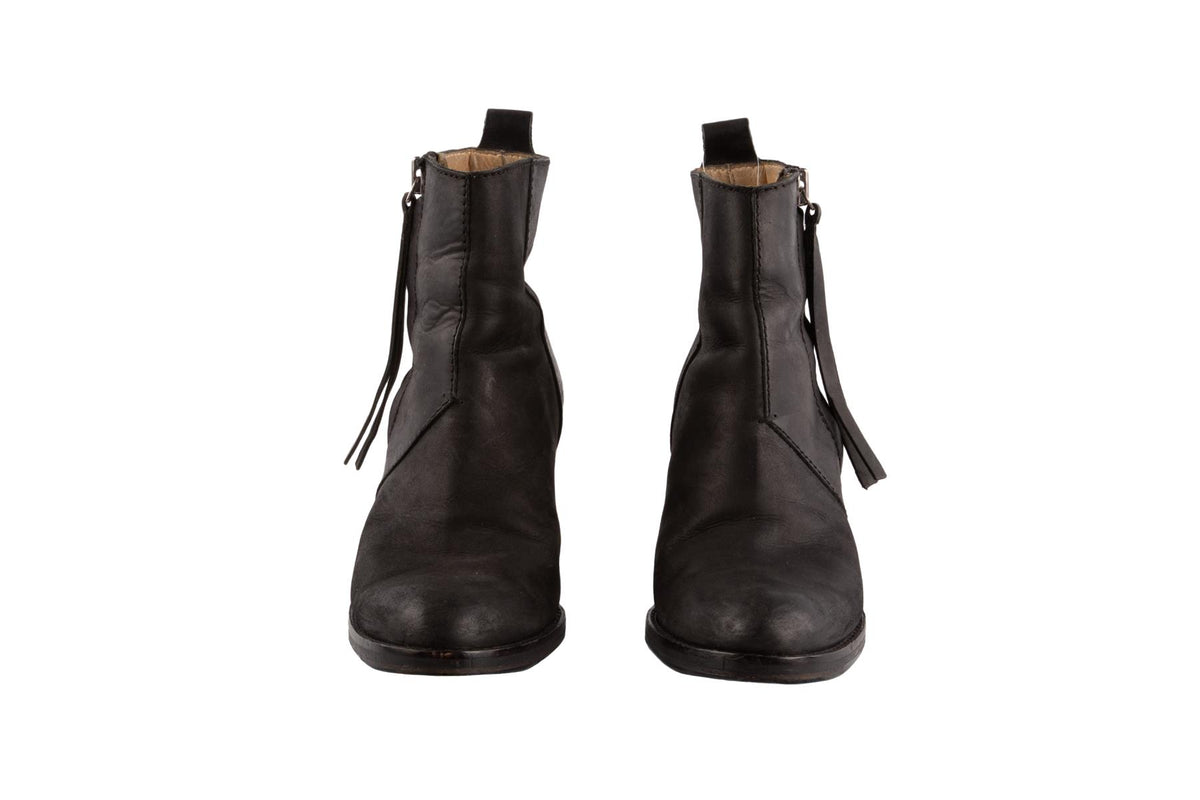 ACNE STUDIOS BLACK LEATHER ANKLE BOOTS EU 39