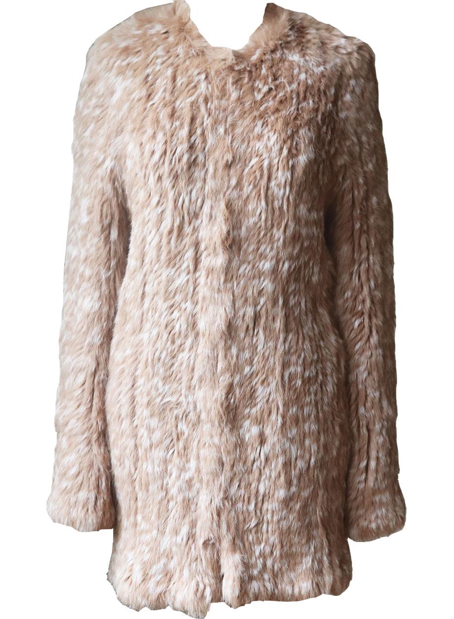 ULLA JOHNSON CHRISTA PRINTED RABBIT FUR COAT MEDIUM