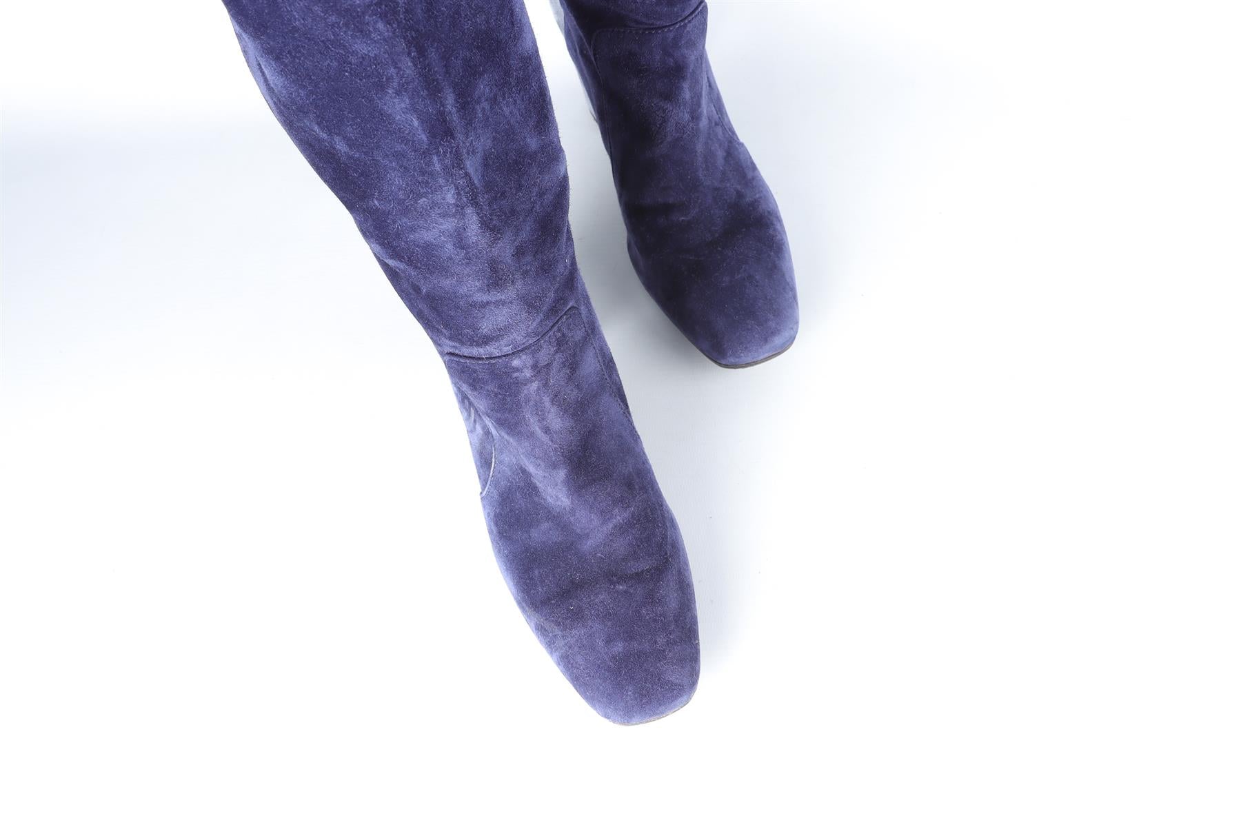 ROGER VIVIER BLUE SUEDE KNEE HIGH BOOTS EU 38 UK 5 US 8