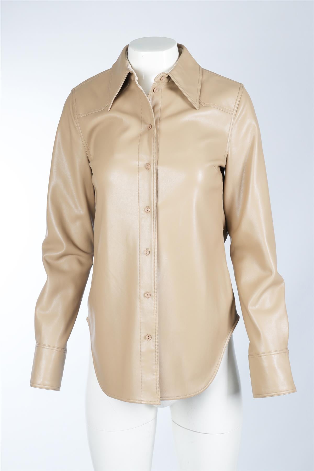 STAND STUDIO BEIGE FAUX LEATHER SHIRT FR 36 UK 8