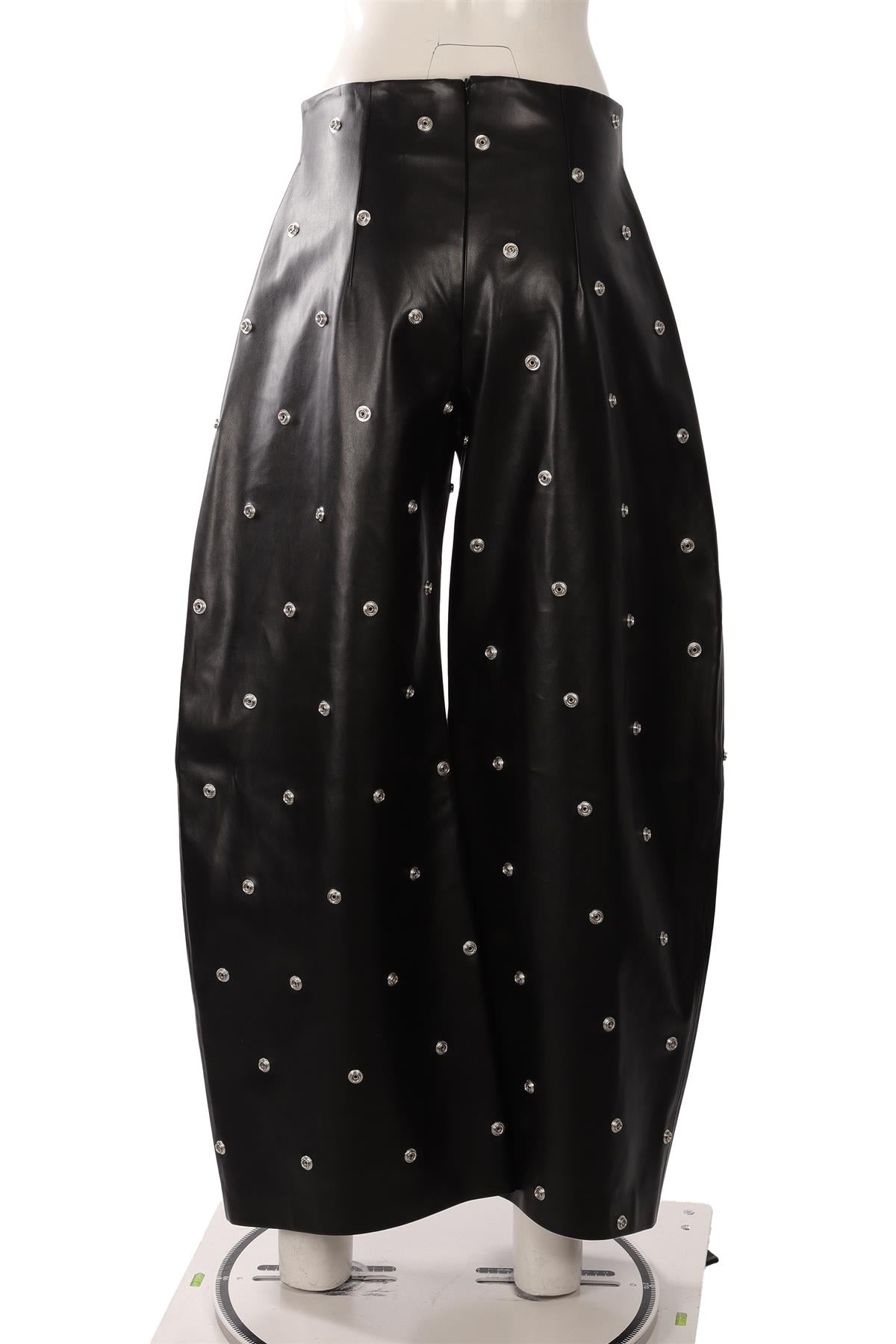 A.W.A.K.E MODE BLACK FAUX LEATHER BARREL LEG PANTS FR 44 UK 16