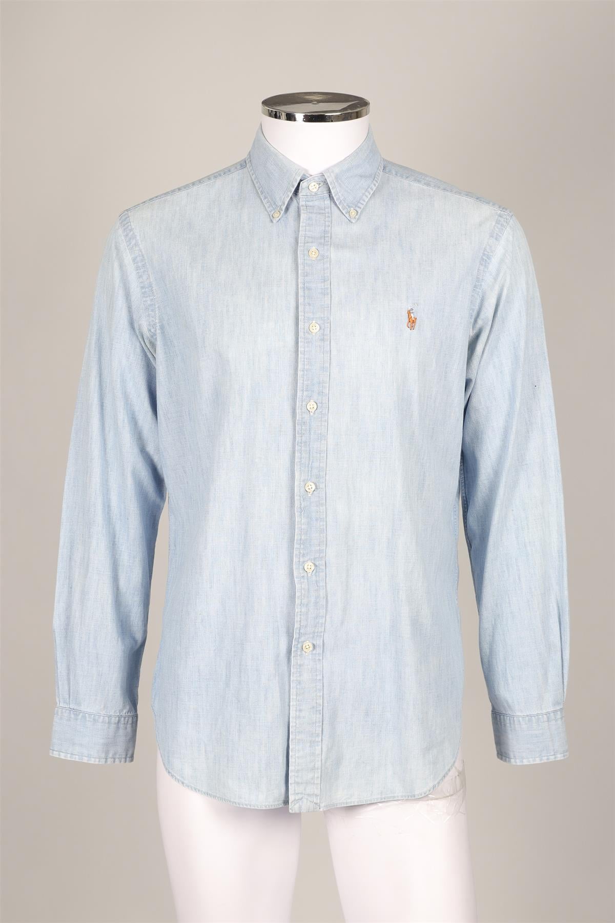 RALPH LAUREN BLUE MEN'S CHAMBRAY SHIRT MEDIUM