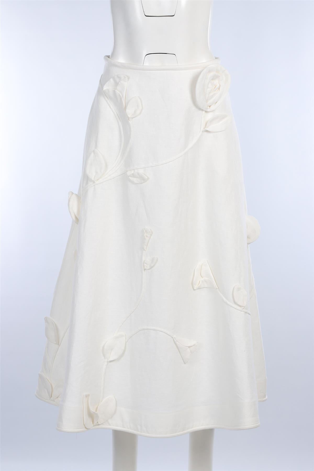 ZIMMERMANN WHITE LINEN MAXI SKIRT UK 10