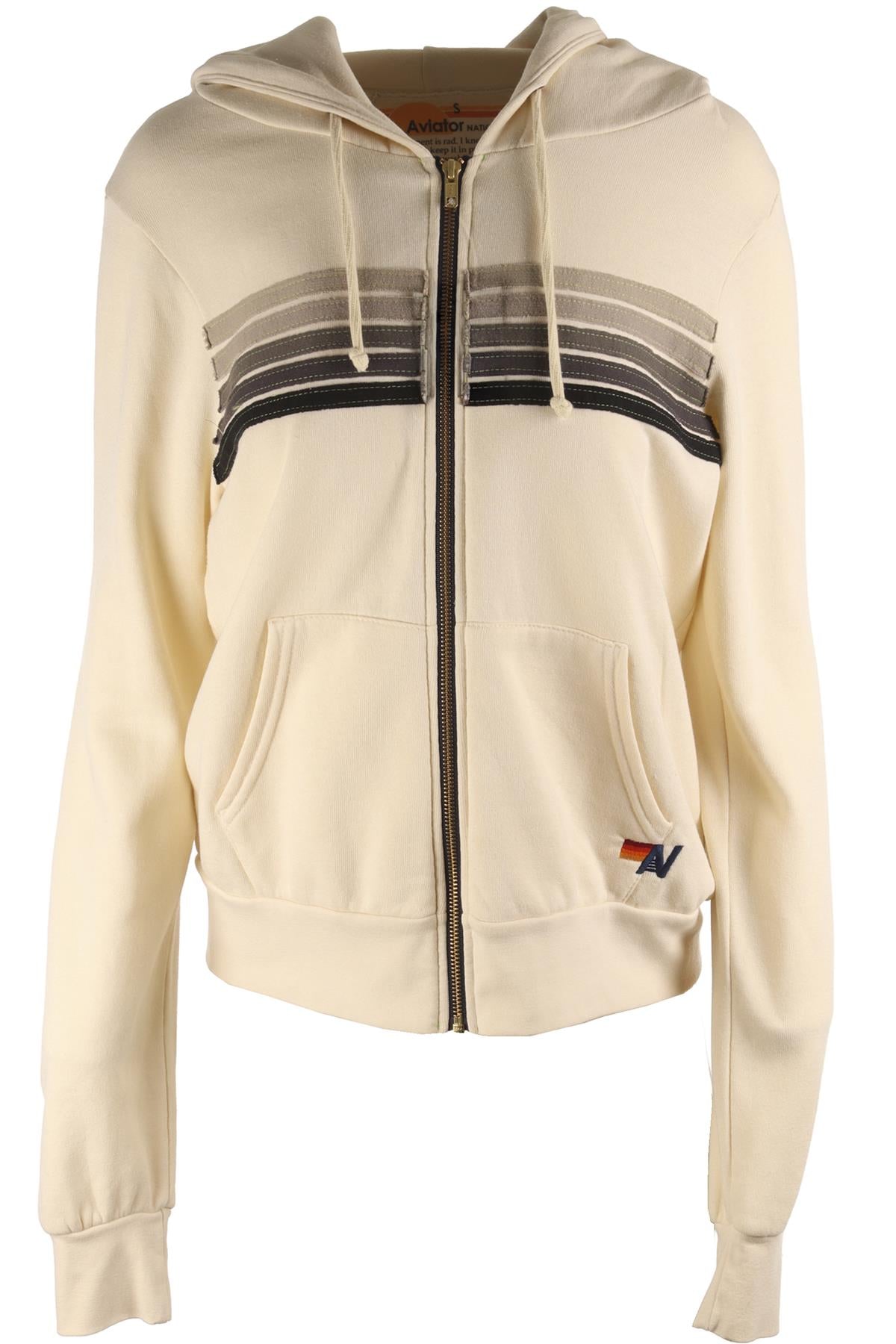 AVIATOR NATION CREAM COTTON HOODIE SMALL