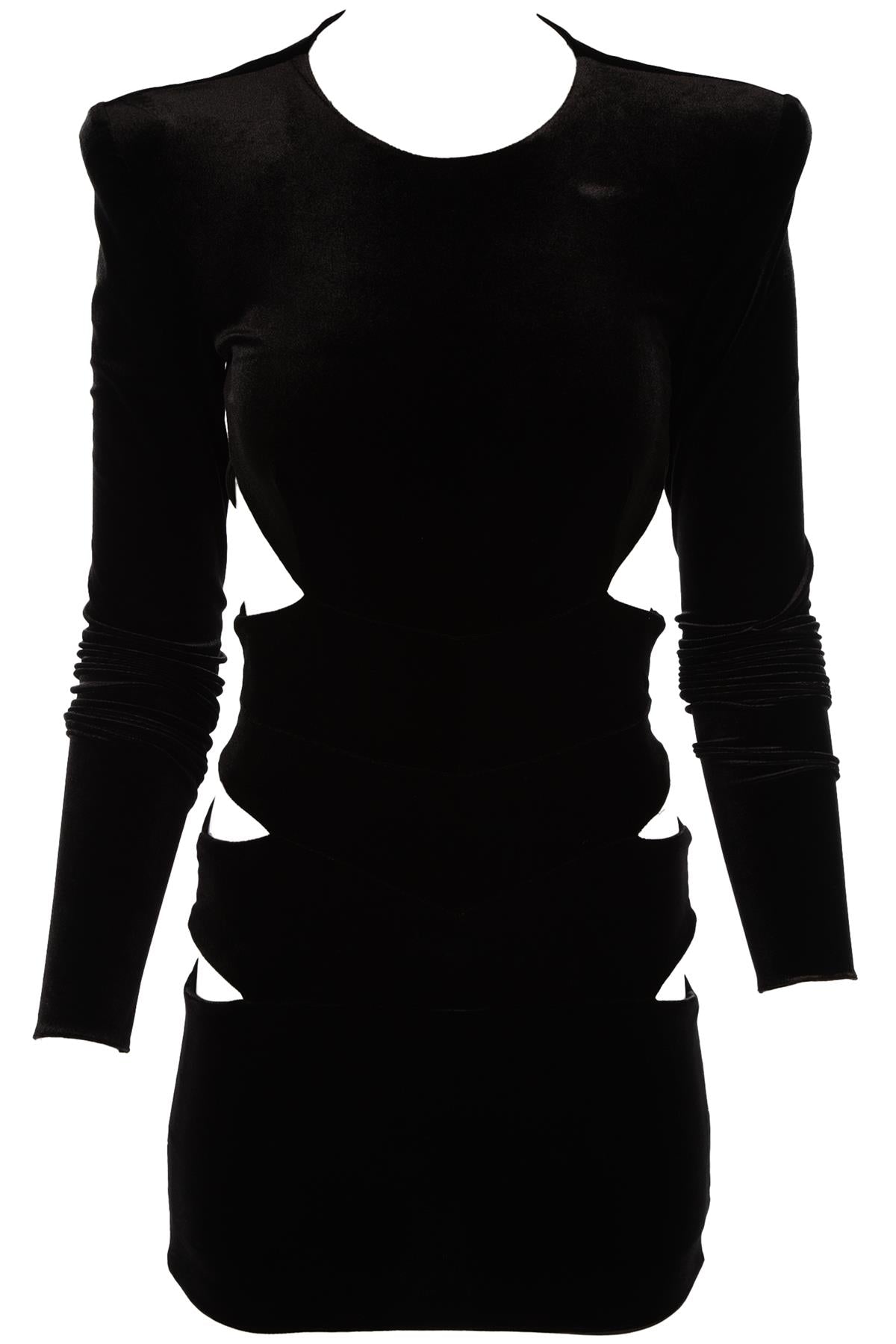 ALEXANDRE VAUTHIER BLACK VELVET MINI DRESS FR 34 UK 6