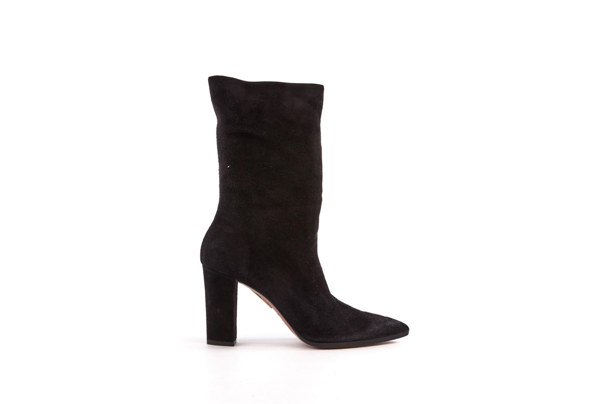 AQUAZZURA BLACK SUEDE ANKLE BOOTS EU 40 UK 7 US 10