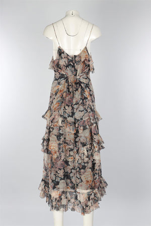 ZIMMERMANN MULTI SILK MAXI DRESS 3 UK 14