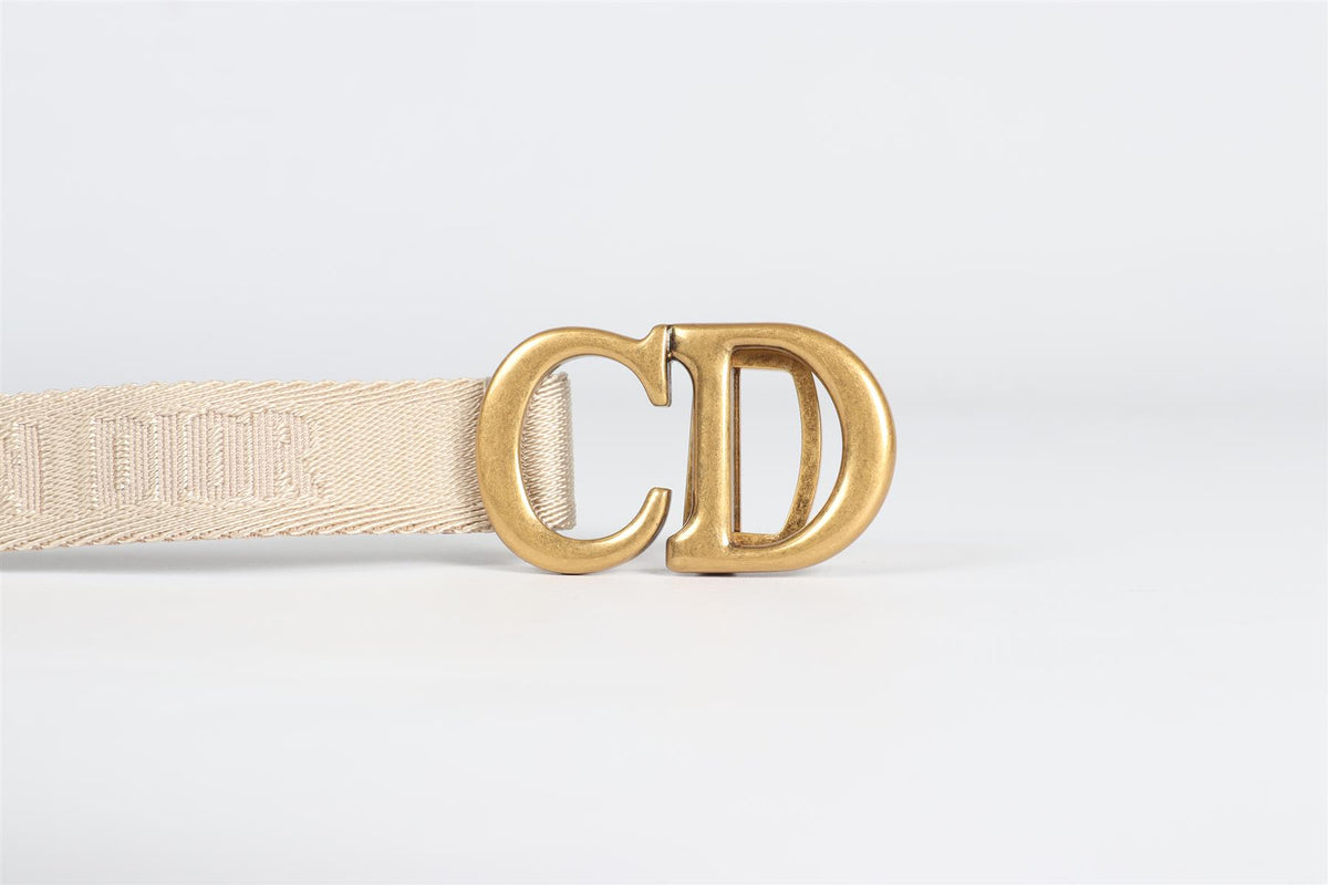 CHRISTIAN DIOR BEIGE CD FABRIC WAIST BELT ONE SIZE