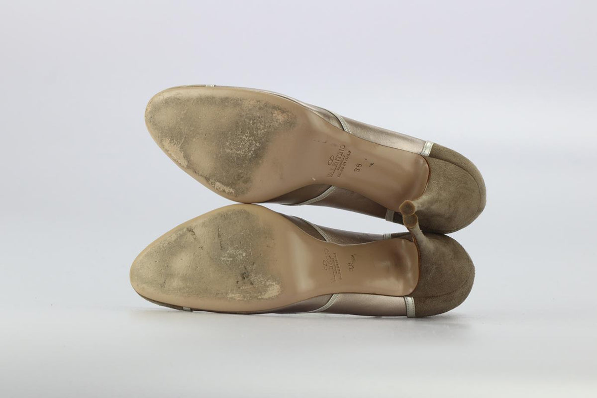 VALENTINO GARAVANI SUEDE AND LEATHER PUMPS EU 38 UK 5 US 8