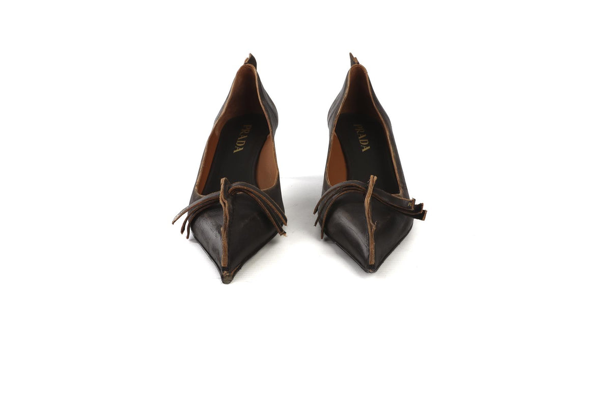 PRADA BLACK 2025 LEATHER PUMPS EU 39 UK 6 US 9