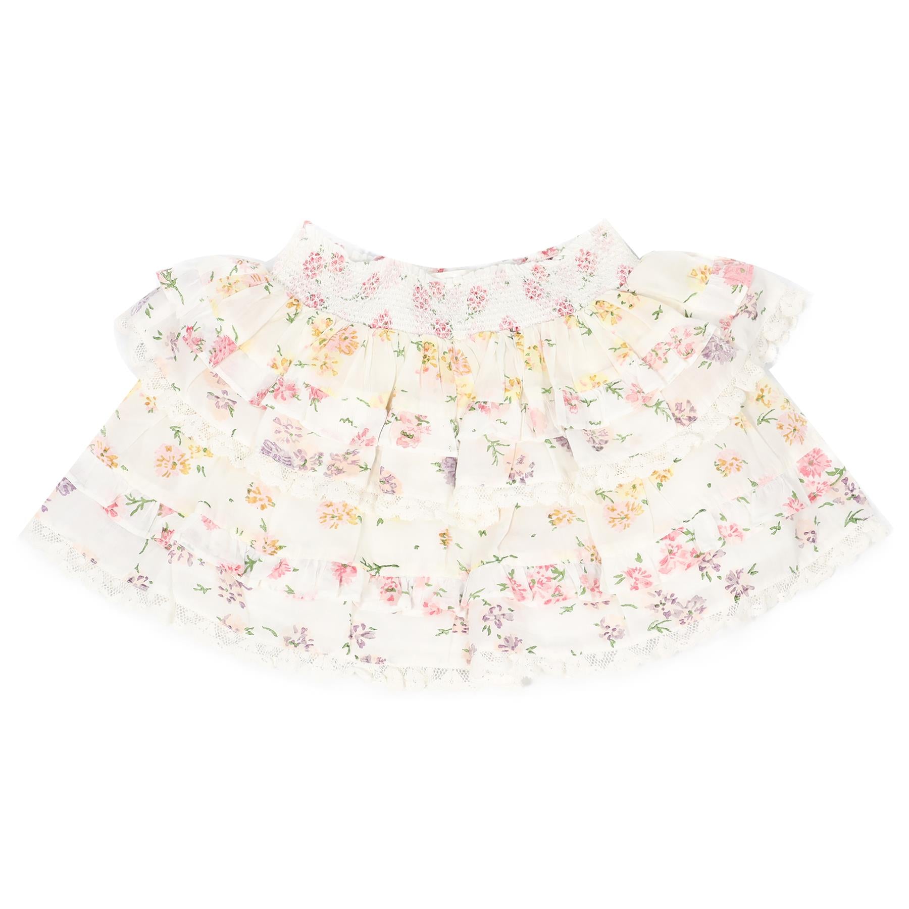 LOVESHACKFANCY WHITE KIDS GIRLS COTTON SKIRT 7-8 YEARS