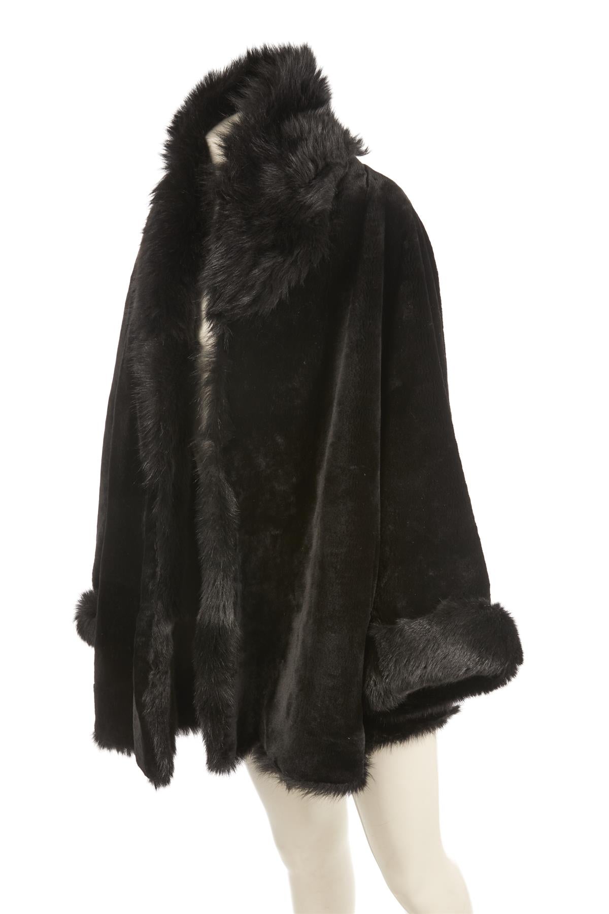 NOUR HAMMOUR BLACK SHEARLING COAT XSMALL