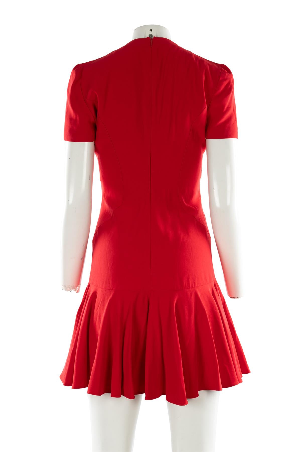 ALEXANDER MCQUEEN RED CREPE MINI DRESS IT 40 UK 8