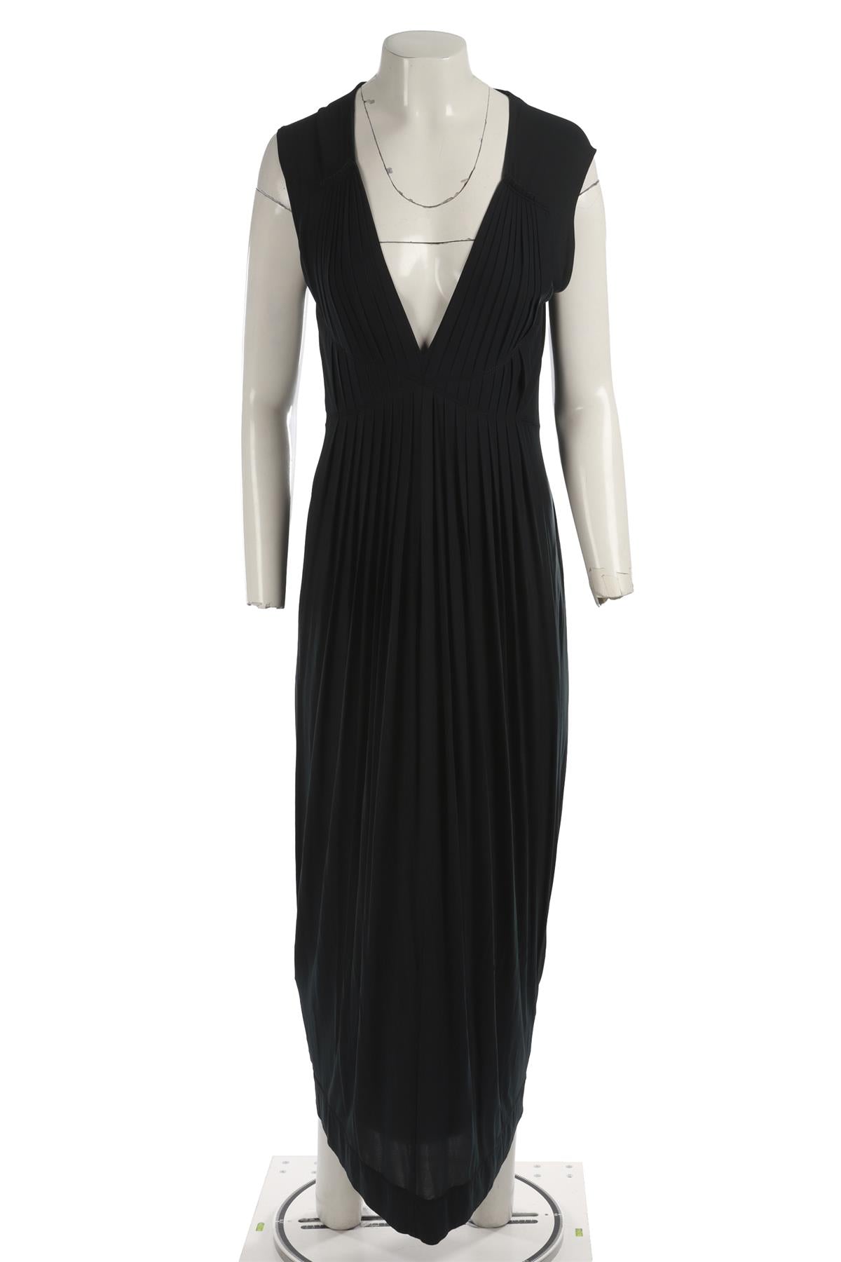 DONNA KARAN GREEN JERSEY MAXI DRESS MEDIUM