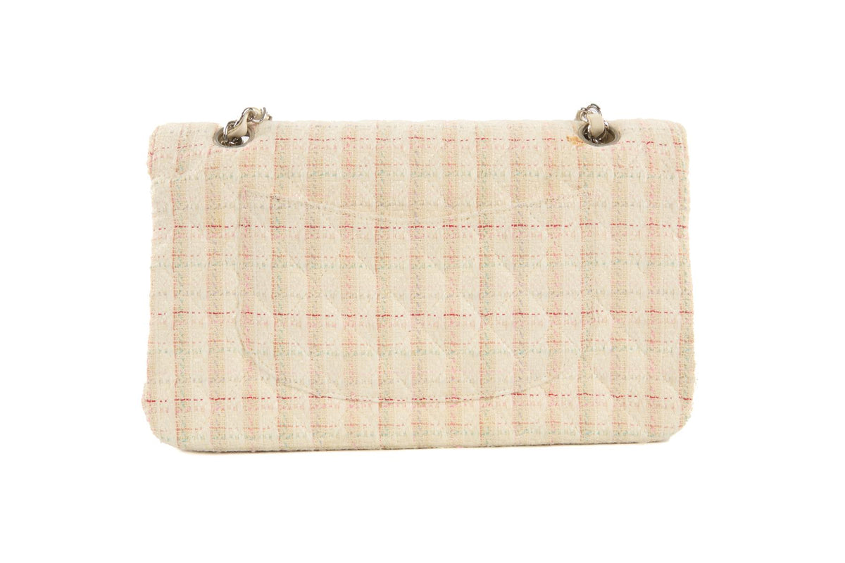 CHANEL MULTI 2004-2005 CLASSIC DOUBLE FLAP MEDIUM TWEED SHOULDER BAG