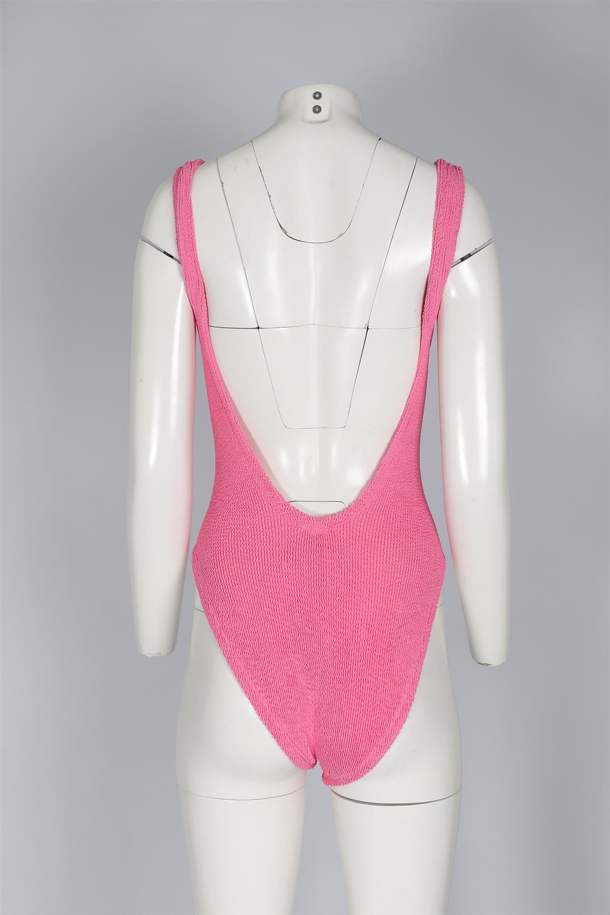 HUNZA G PINK KNIT SWIMSUIT ONE SIZE