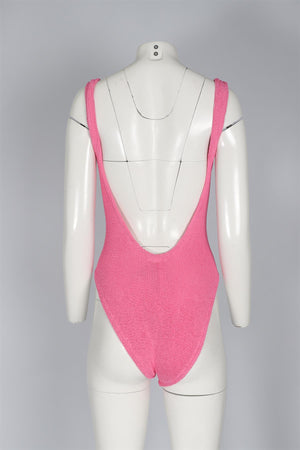 HUNZA G PINK KNIT SWIMSUIT ONE SIZE