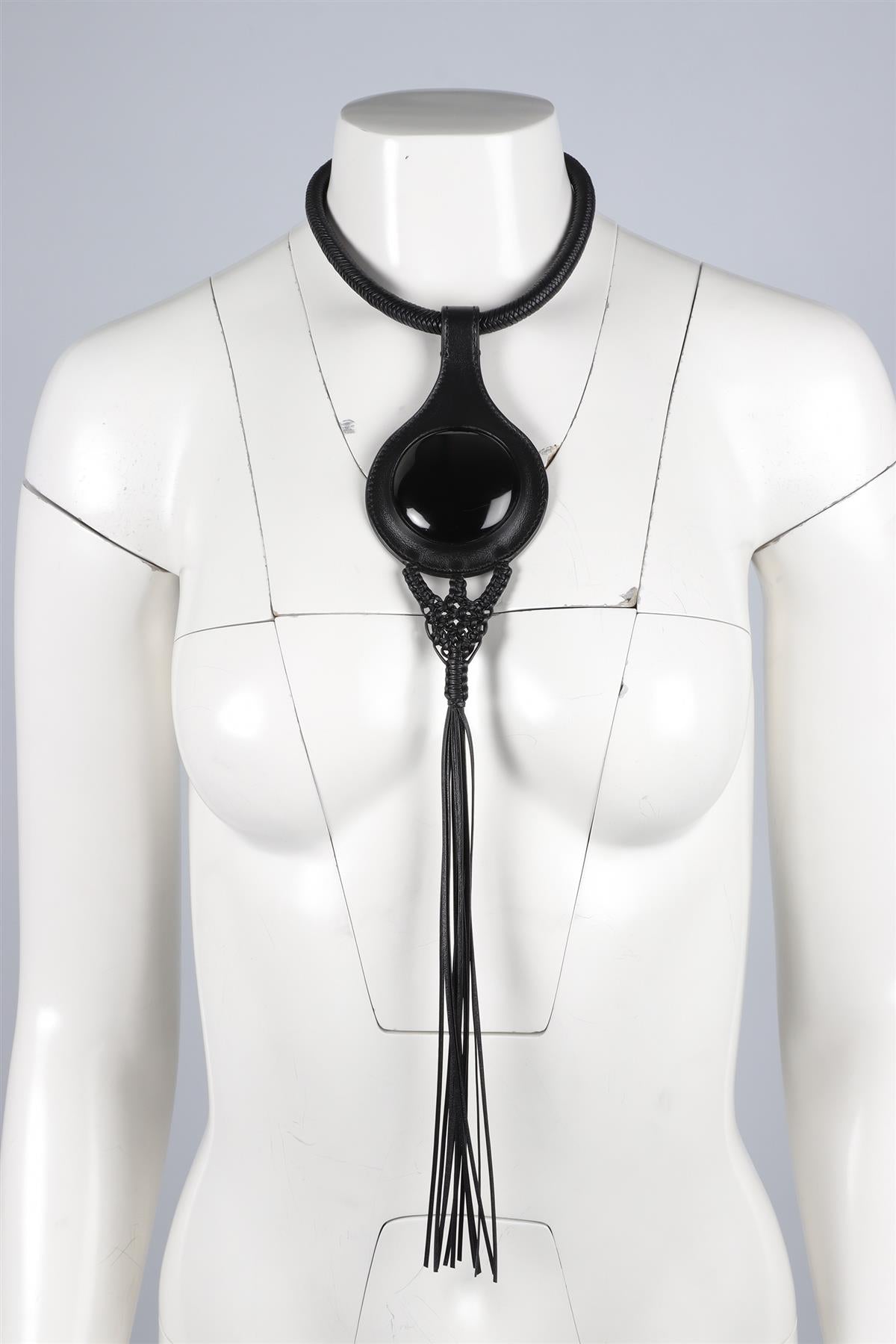 CHLOÉ BLACK LEATHER NECKLACE