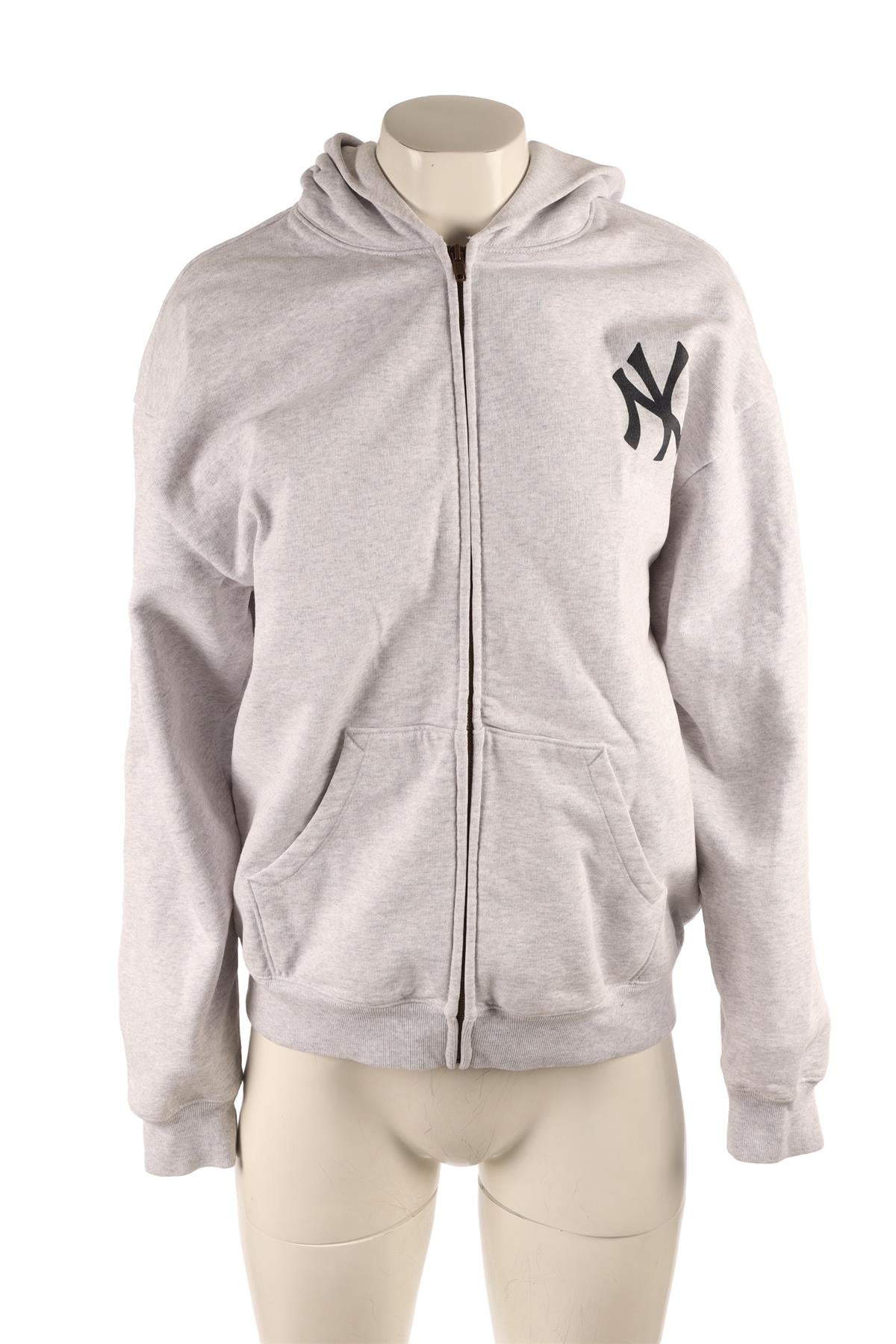 SPORTY & RICH + YANKEES GREY COTTON HOODIE SMALL