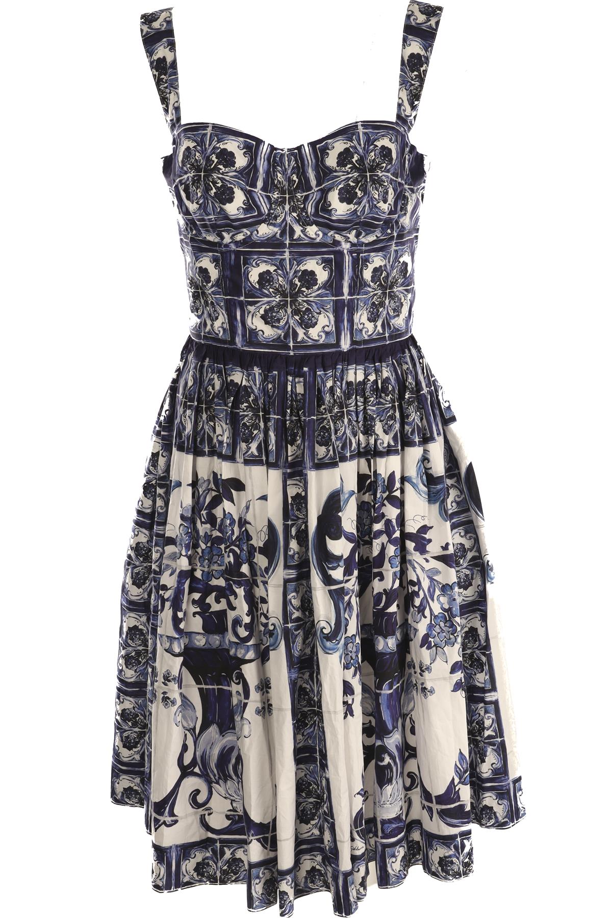 DOLCE & GABBANA BLUE COTTON MIDI DRESS IT 44 UK 12