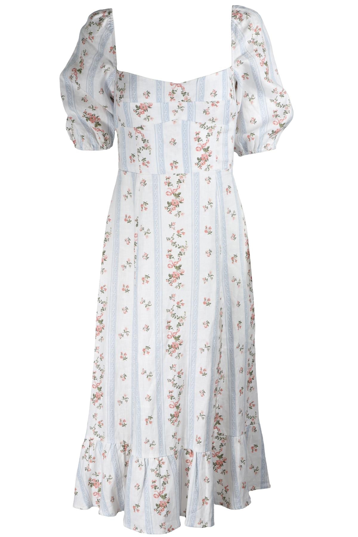 REFORMATION WHITE LINEN MIDI DRESS US 4 UK 8