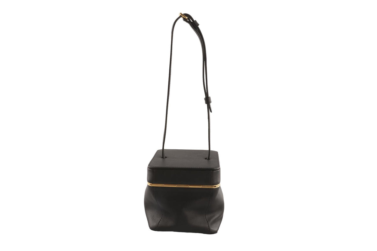 CELINE BLACK CUBE LEATHER TOTE BAG