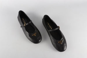 PRADA BLACK LEATHER BALLET FLATS EU 36