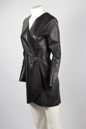 SABLYN BLACK LEATHER MINI DRESS LARGE