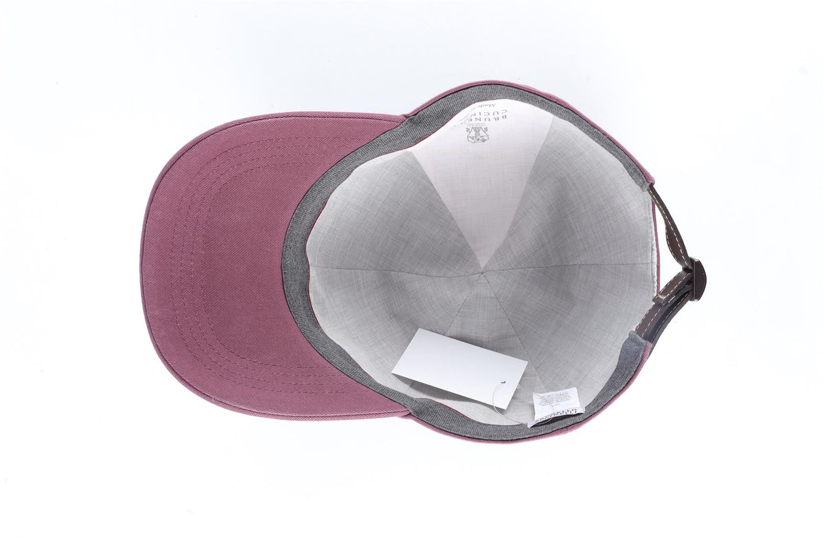 BRUNELLO CUCINELLI BURGUNDY MEN'S COTTON BASEBALL CAP ONE SIZE
