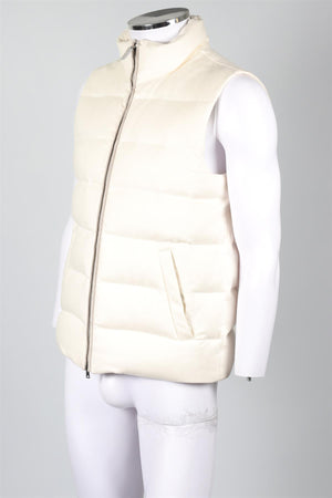 HERNO WHITE MEN'S PADDED CASHMERE GILET IT 50 UK/US CHEST 40
