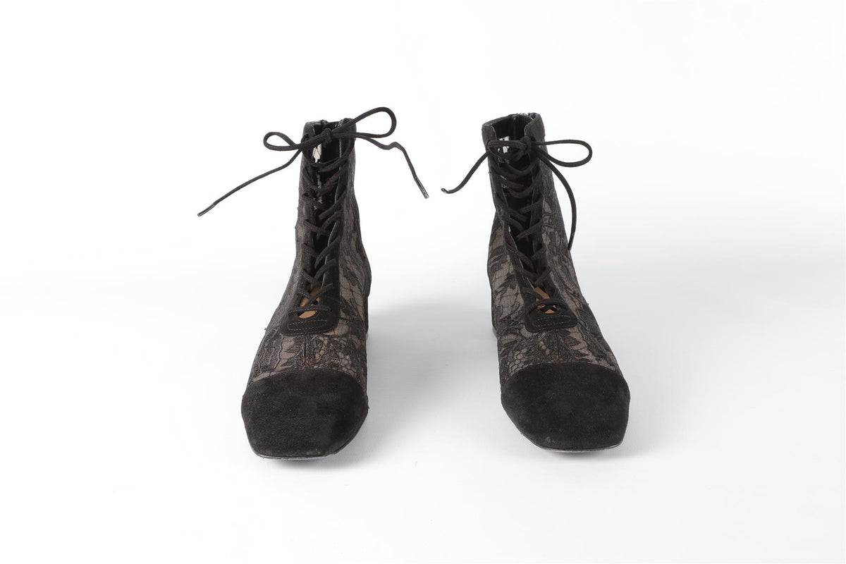 CHRISTIAN DIOR BLACK NAUGHTILY-D SUEDE ANKLE BOOTS EU 38 UK 5 US 8