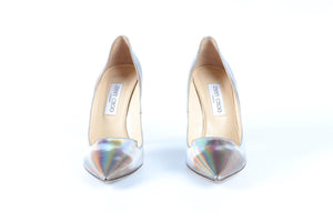 JIMMY CHOO SILVER LEATHER PUMPS EU 39.5 UK 6.5 US 9.5