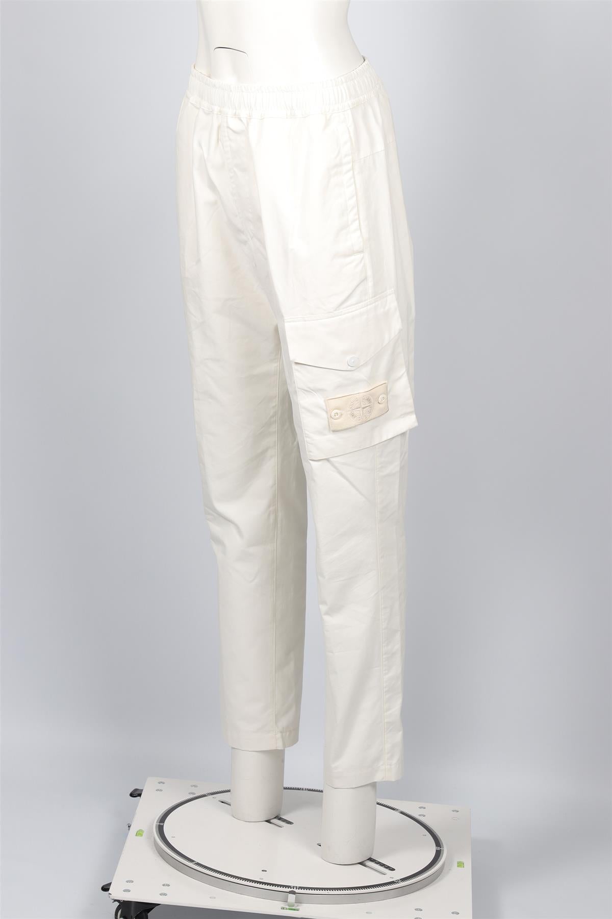 STONE ISLAND WHITE COTTON STRAIGHT LEG PANTS W30 UK 12