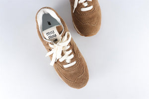 MIU MIU + NEW BALANCE BROWN CORDUROY SNEAKERS EU 38 UK 5 US 8