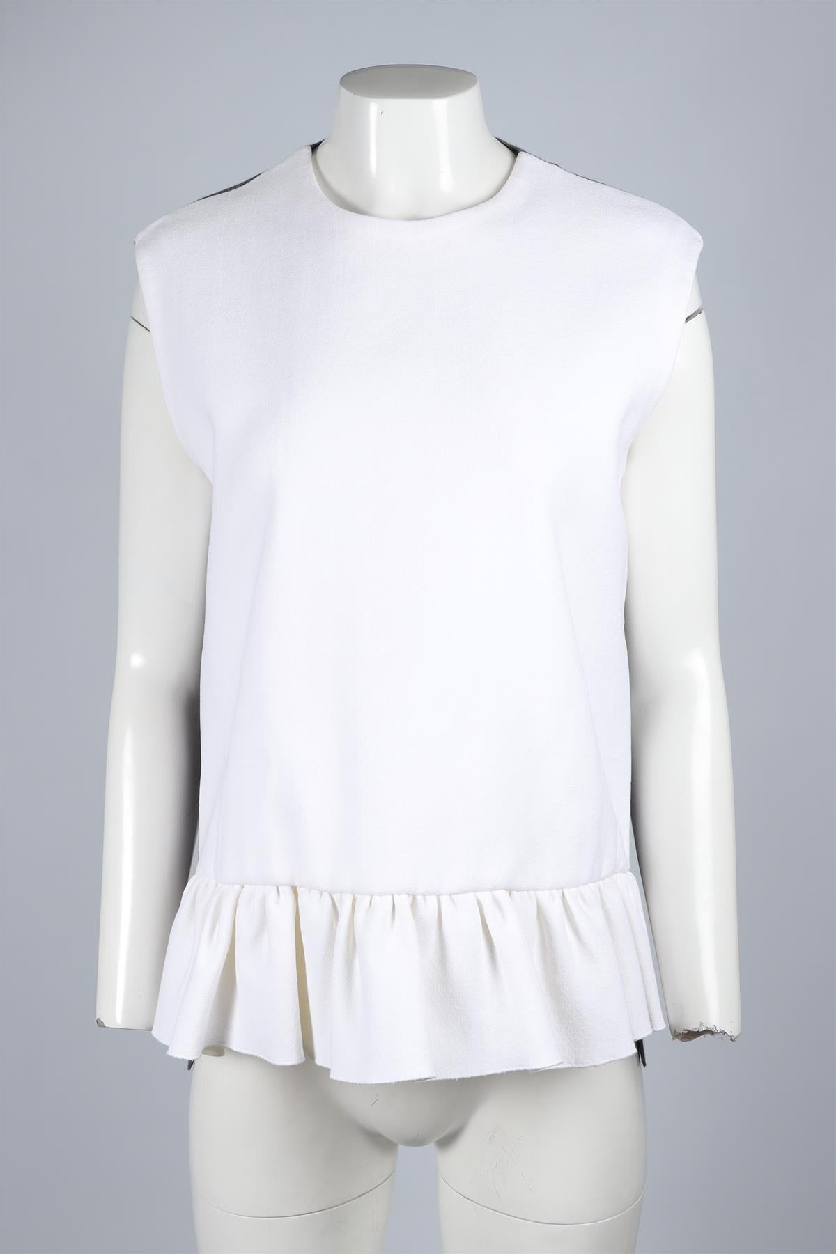 MARNI WHITE AND GREY WOOL TOP IT 42 UK 10