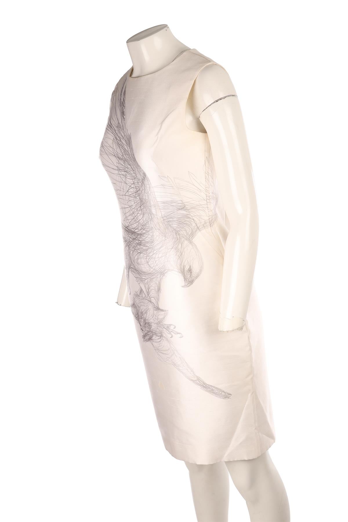 ALEXANDER MCQUEEN IVORY 2009 SILK BLAZER AND DRESS SET IT 42