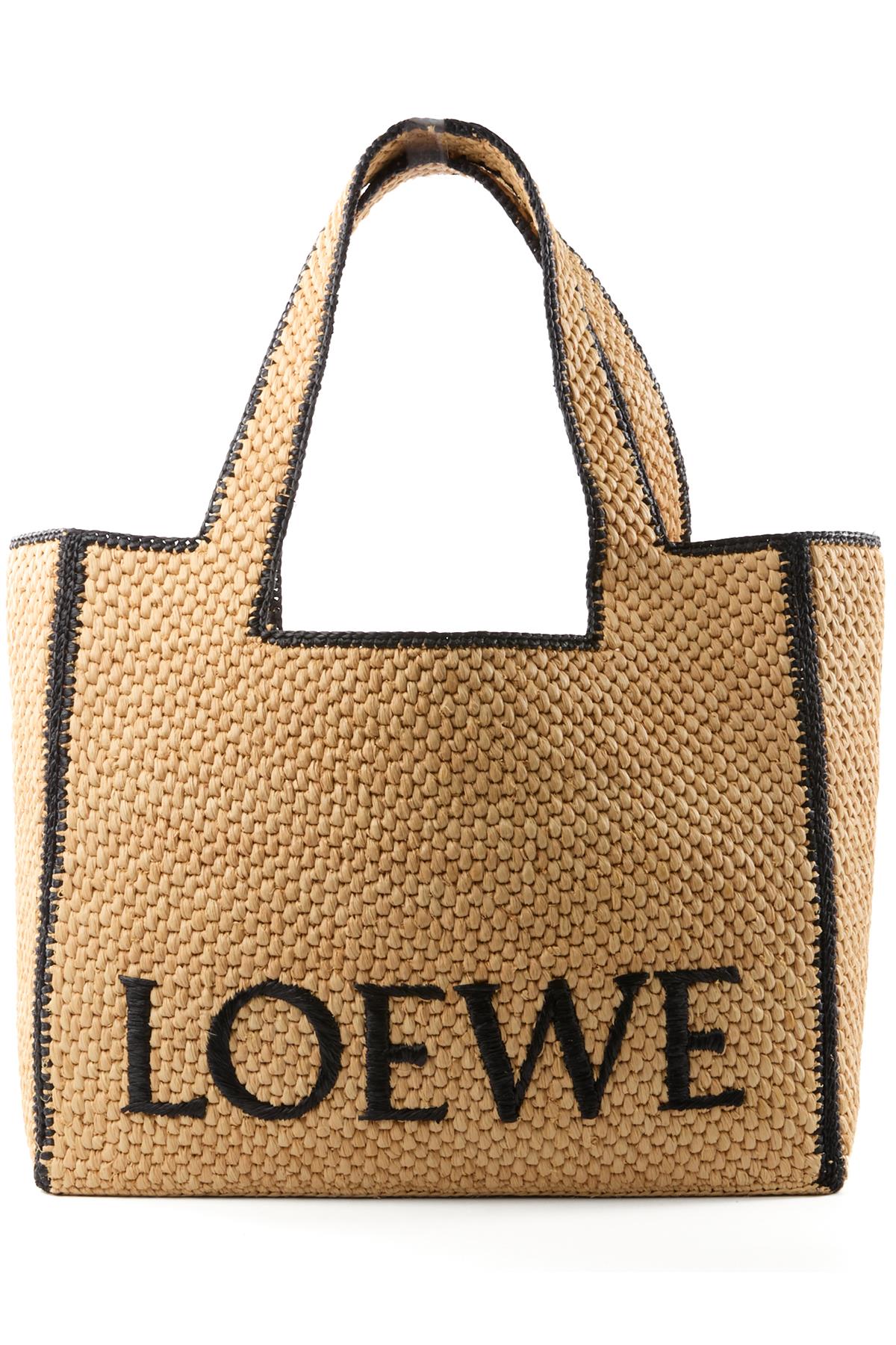LOEWE BEIGE LARGE RAFFIA TOTE BAG