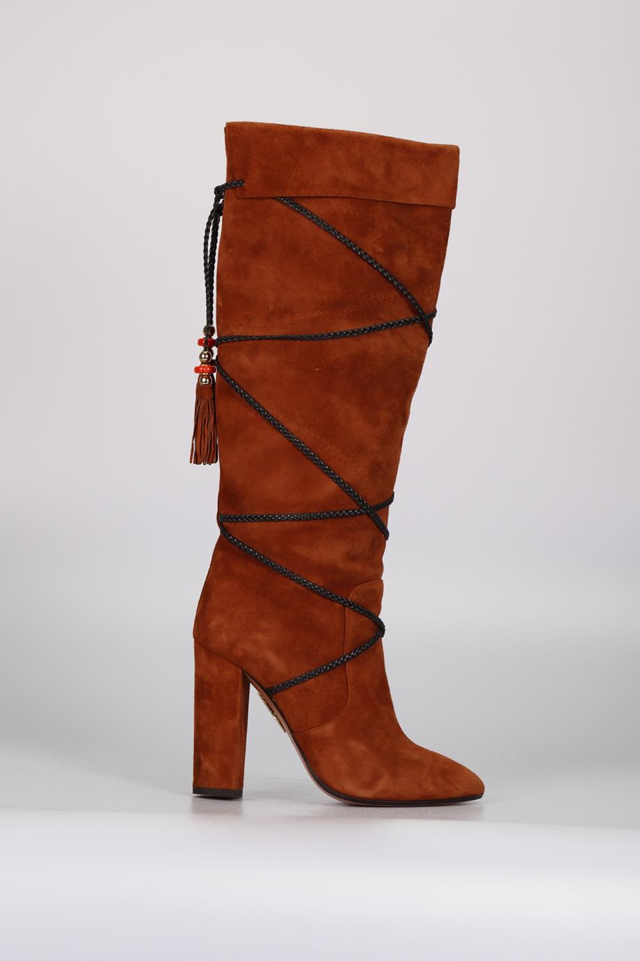 AQUAZZURA SUEDE KNEE HIGH BOOTS EU 38.5 UK 5.5 US 8.5