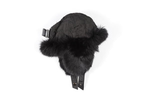 JOSEPH BLACK FOX AND RABBIT FUR HAT ONE SIZE