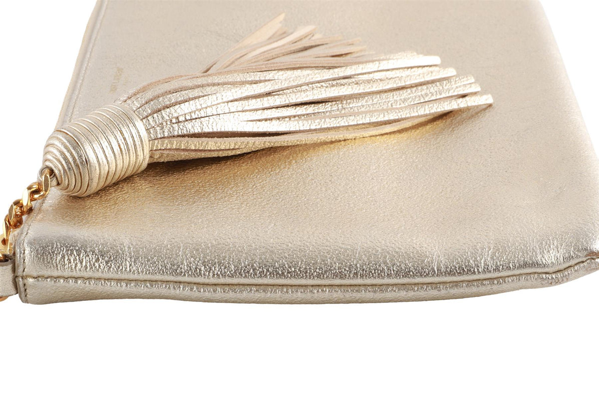SAINT LAURENT GOLD TEEN MONOGRAM LEATHER CROSSBODY BAG
