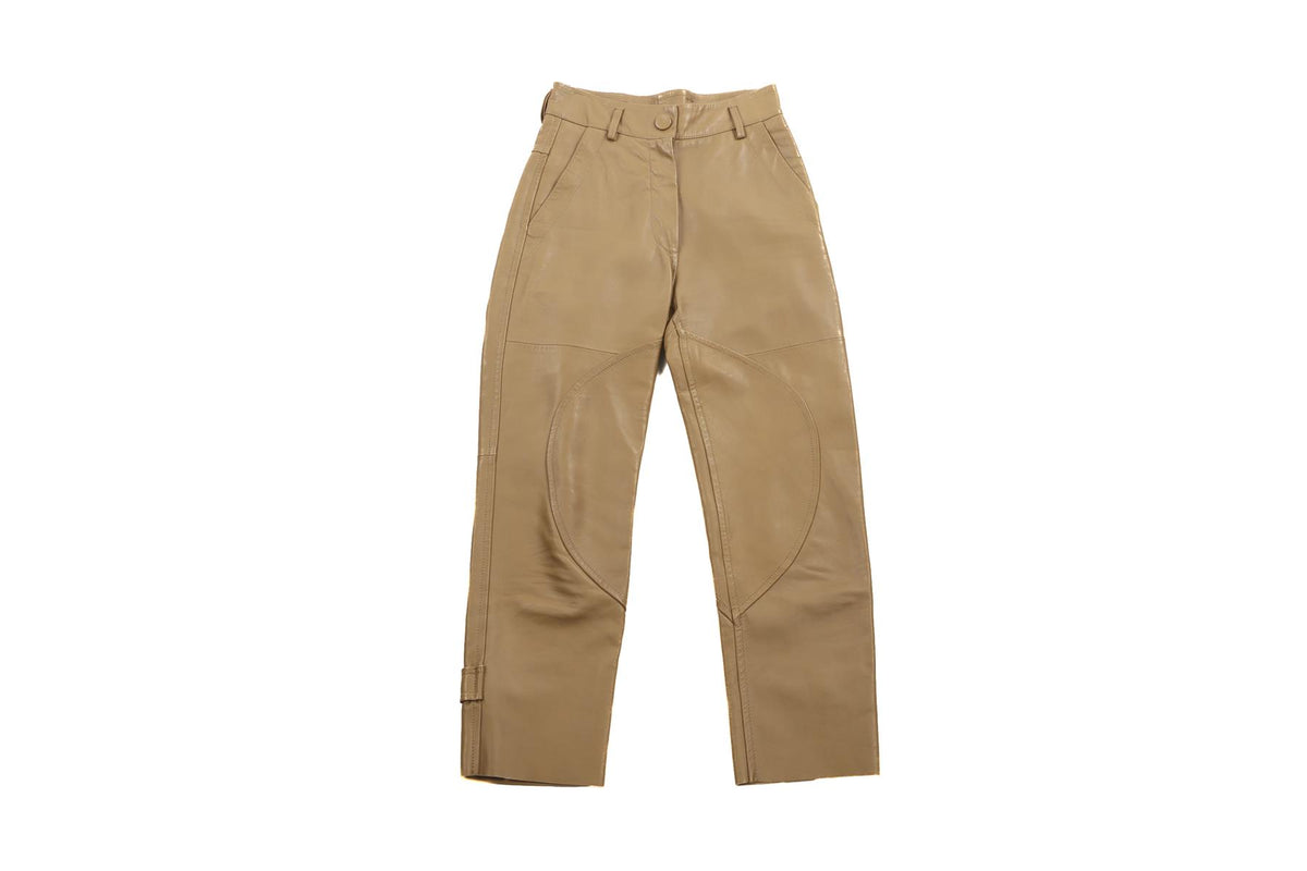 PETAR PETROV BROWN LEATHER STRAIGHT LEG PANTS FR 34 UK 6