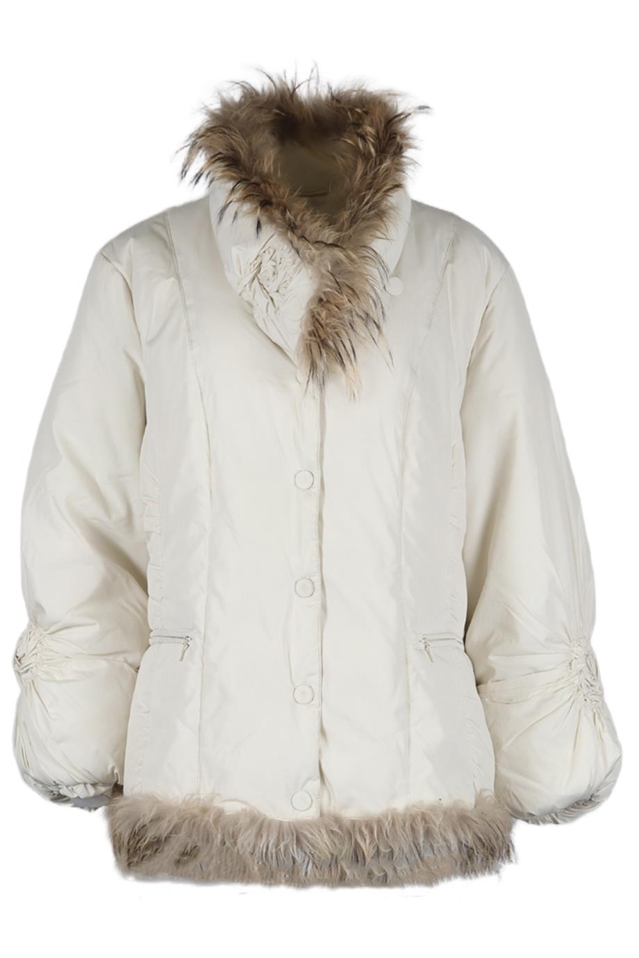 MARINA RINALDI FUR TRIMMED QUILTED PADDED SHELL JACKET UK 18