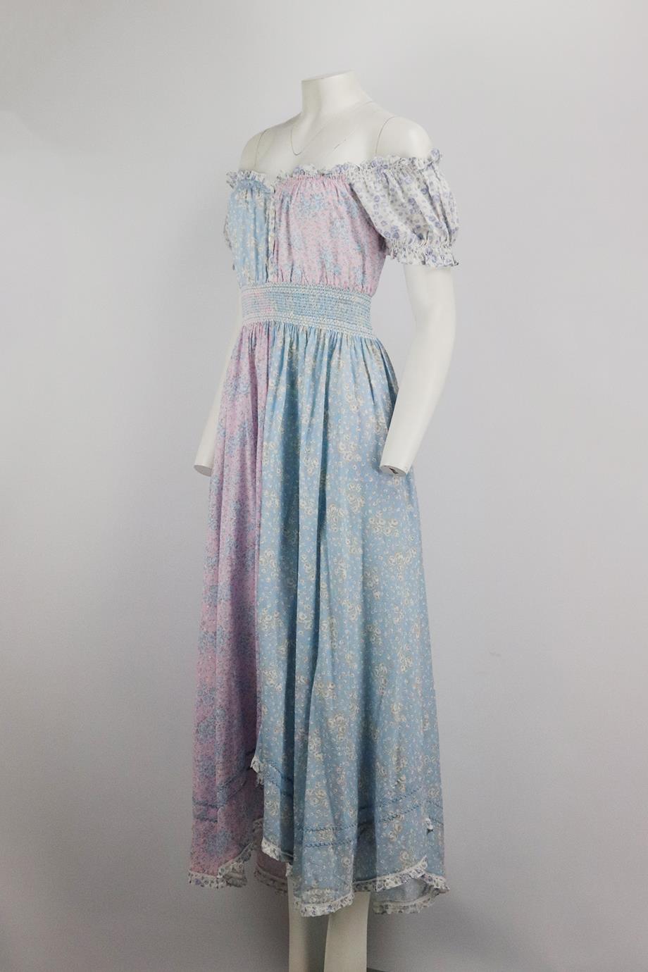 LOVESHACKFANCY FLORAL PRINT COTTON MAXI DRESS SMALL