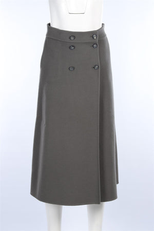 LORO PIANA GREEN CASHMERE MIDI SKIRT IT 40 UK 8