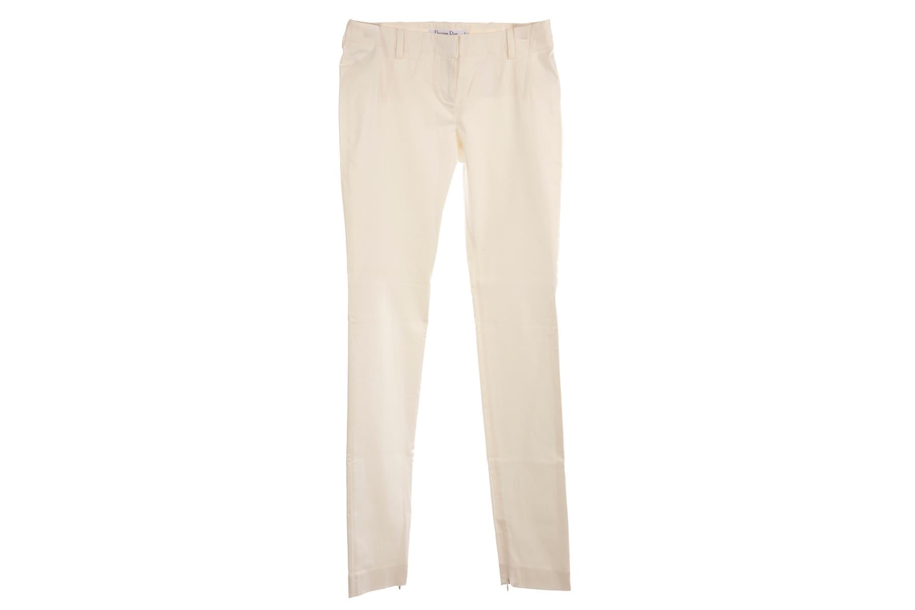 CHRISTIAN DIOR WHITE VINTAGE COTTON STRAIGHT LEG PANTS FR 36 UK 8