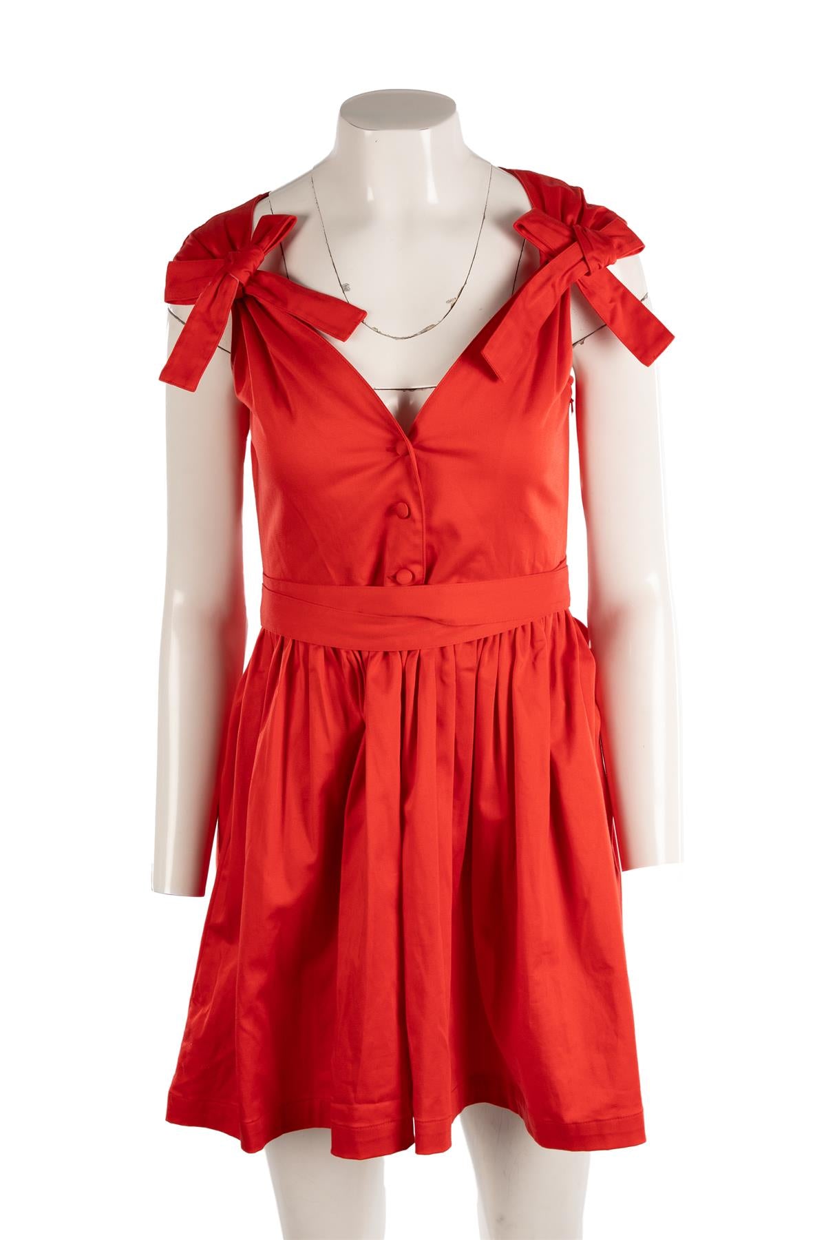 ALEXIS RED COTTON MINI DRESS XSMALL