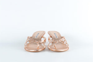 MANOLO BLAHNIK GOLD LEATHER SANDALS EU 40 UK 7 US 10