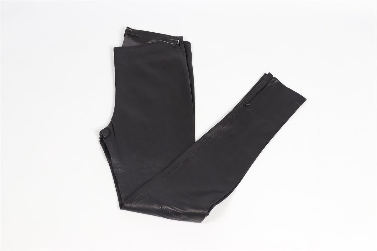 BALENCIAGA NAVY LEATHER SKINNY PANTS FR 38 UK 10
