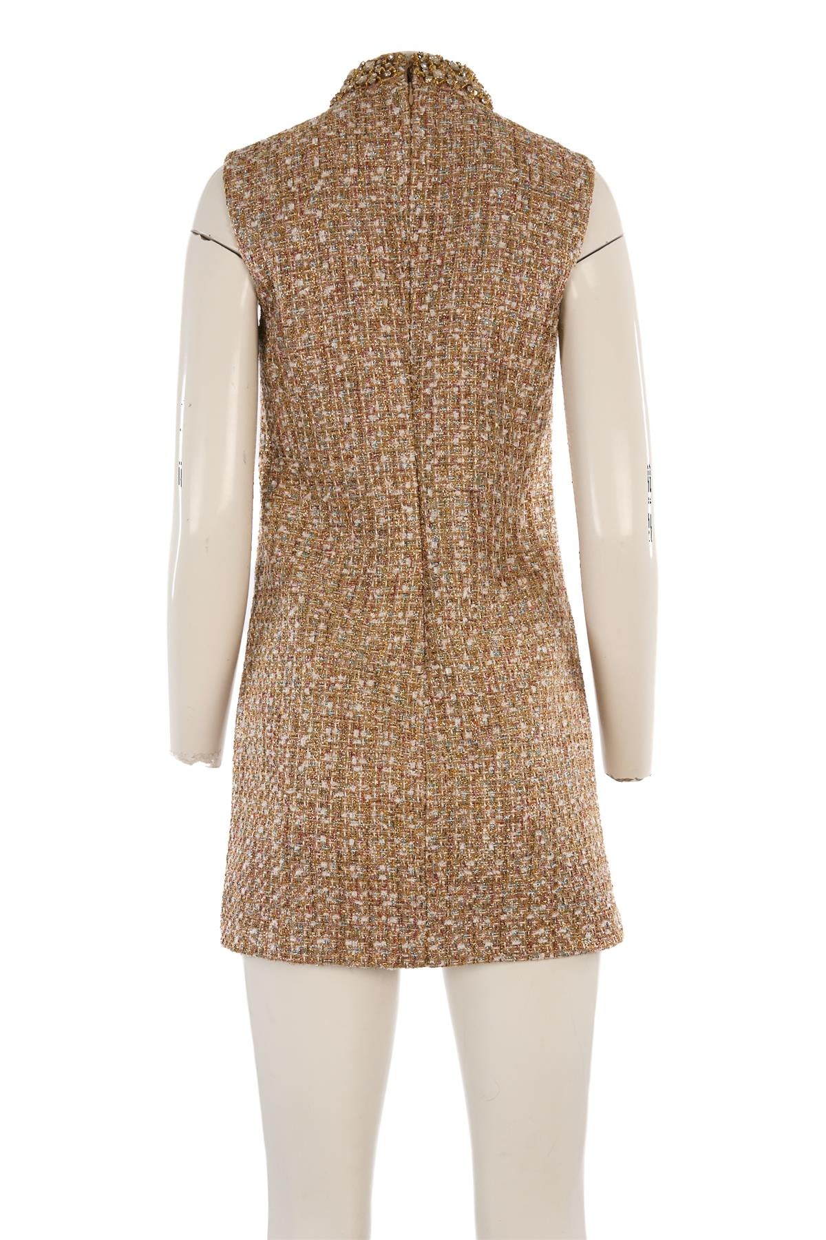 SELF-PORTRAIT GOLD TWEED MINI DRESS UK 8